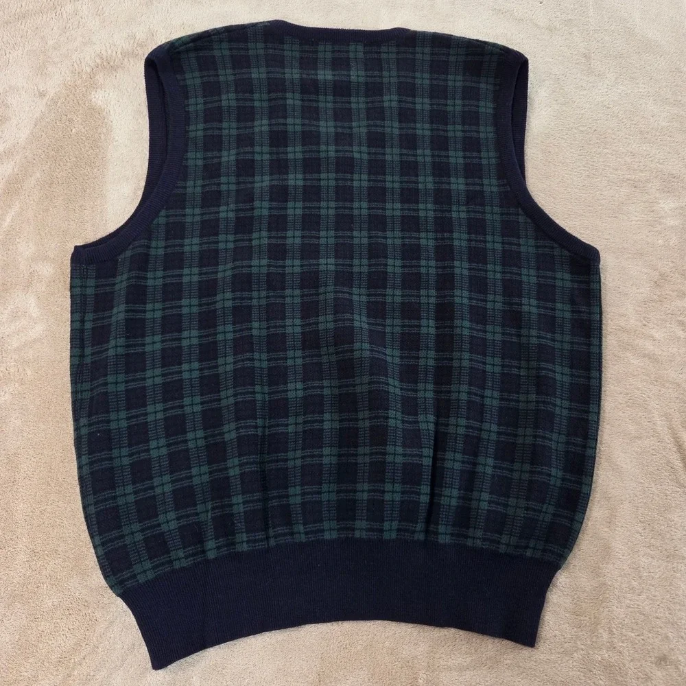 Polo Ralph Lauren vest mans XL plaid blue and green 100% cotton sleeveless‎ EUC
